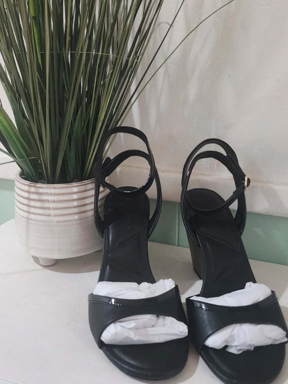 Karl Lagerfeld Black Open-Toe Ankle Strap Sandals